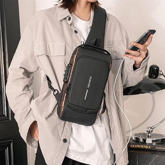 Anti-Theft Men's Chest Bag with USB Charging: Fashionable, Secure, and Versatile